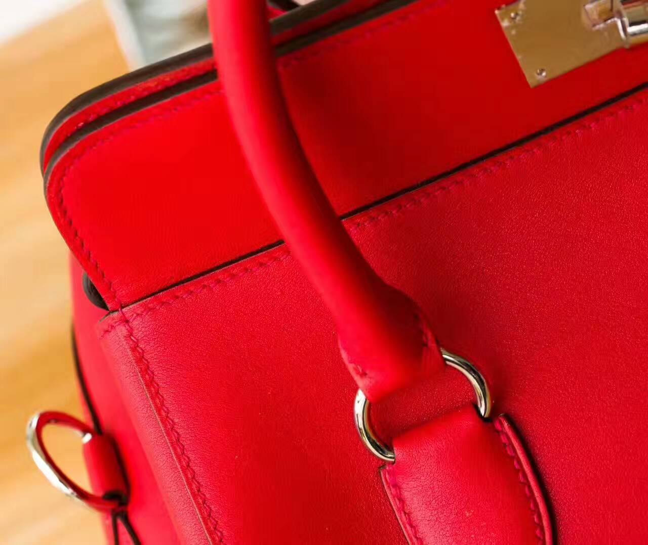 厂家直销 Hermes爱马仕牛奶包 S5蕃茄红原厂Swift牛皮Toolbox 26cm