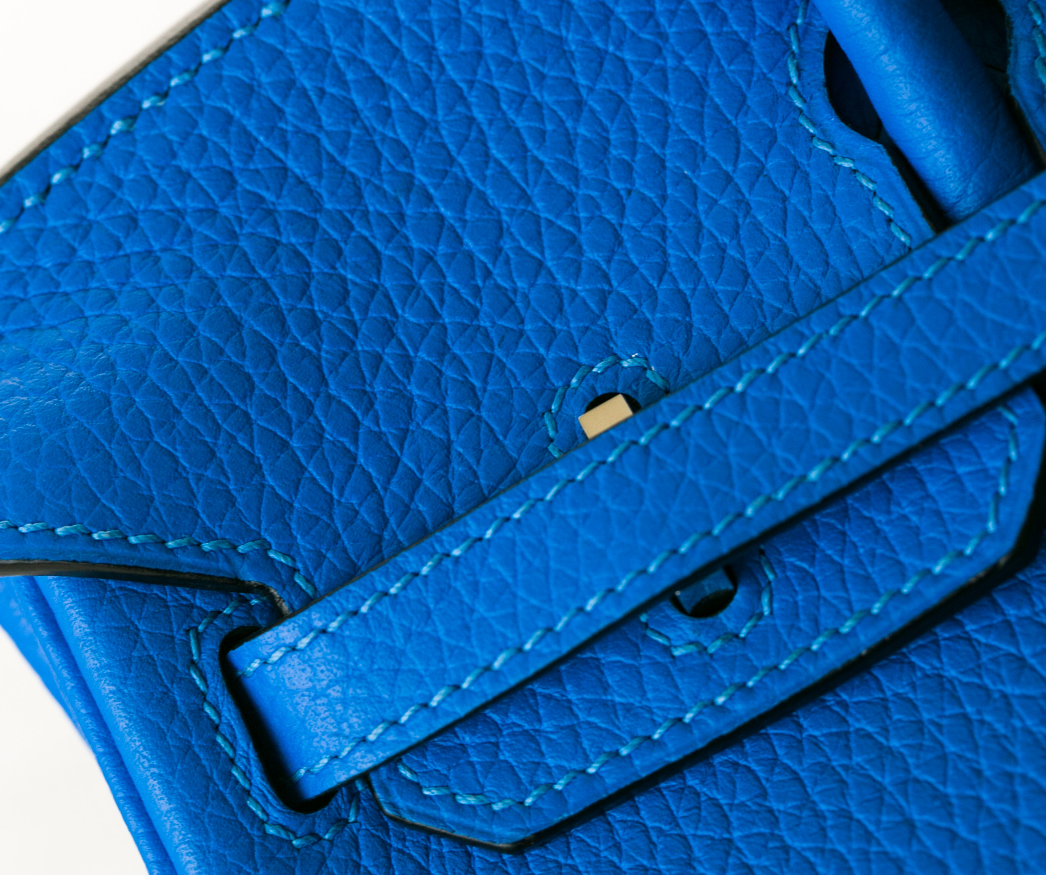 爱马仕Birkin包包 Hermes T7水妖蓝原厂TC牛皮铂金包25cm