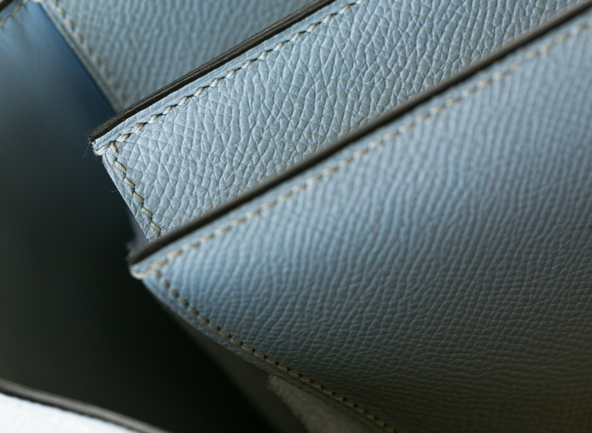 爱马仕女包官网 Hermes J7亚麻蓝原厂epsom牛皮空姐包24cm 银扣