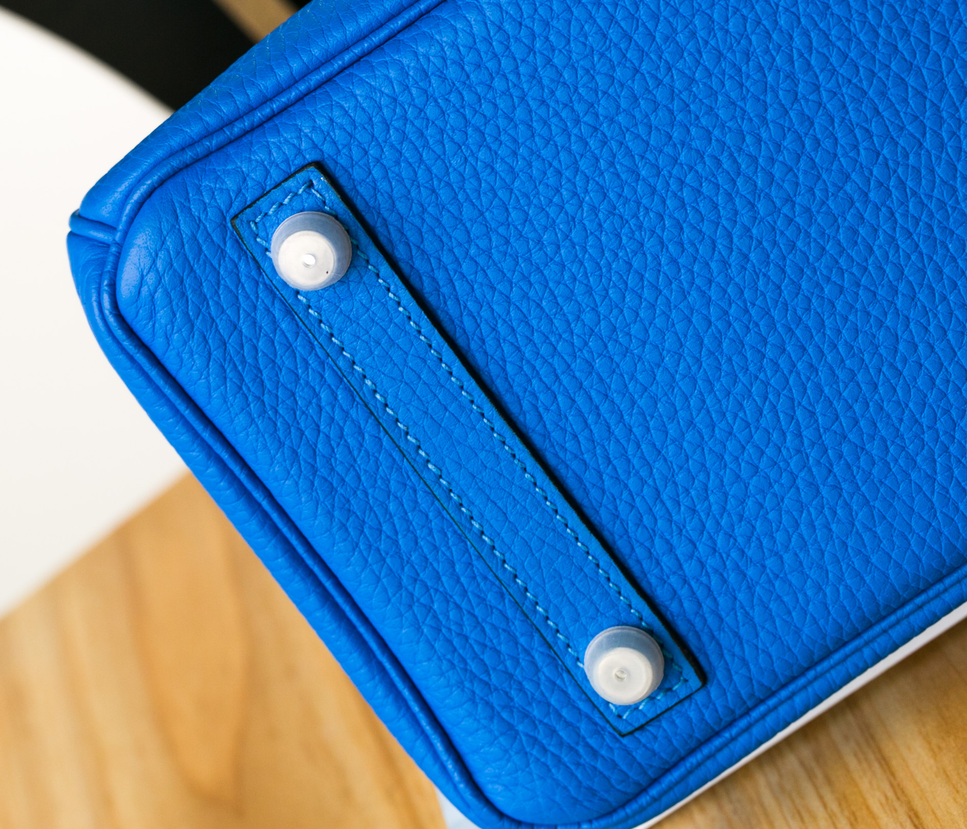 爱马仕Birkin包包 Hermes T7水妖蓝原厂TC牛皮铂金包25cm