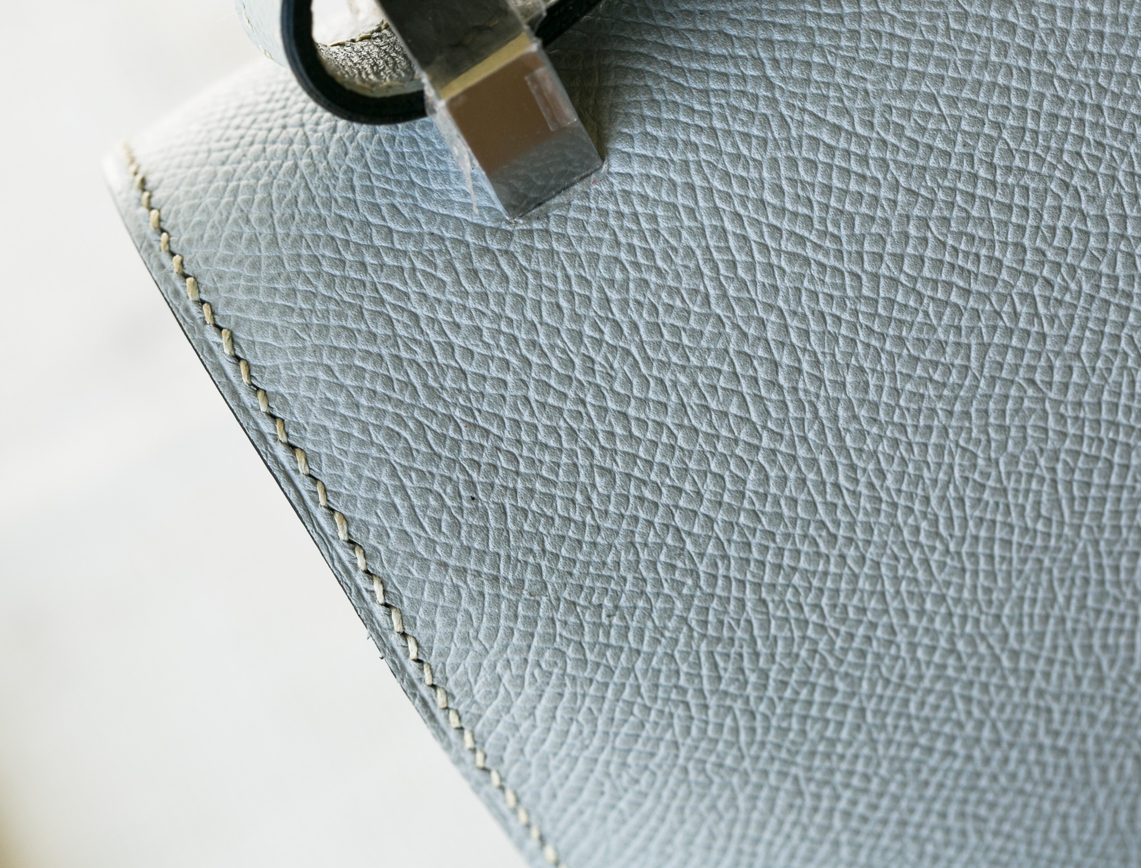 爱马仕女包官网 Hermes J7亚麻蓝原厂epsom牛皮空姐包24cm 银扣