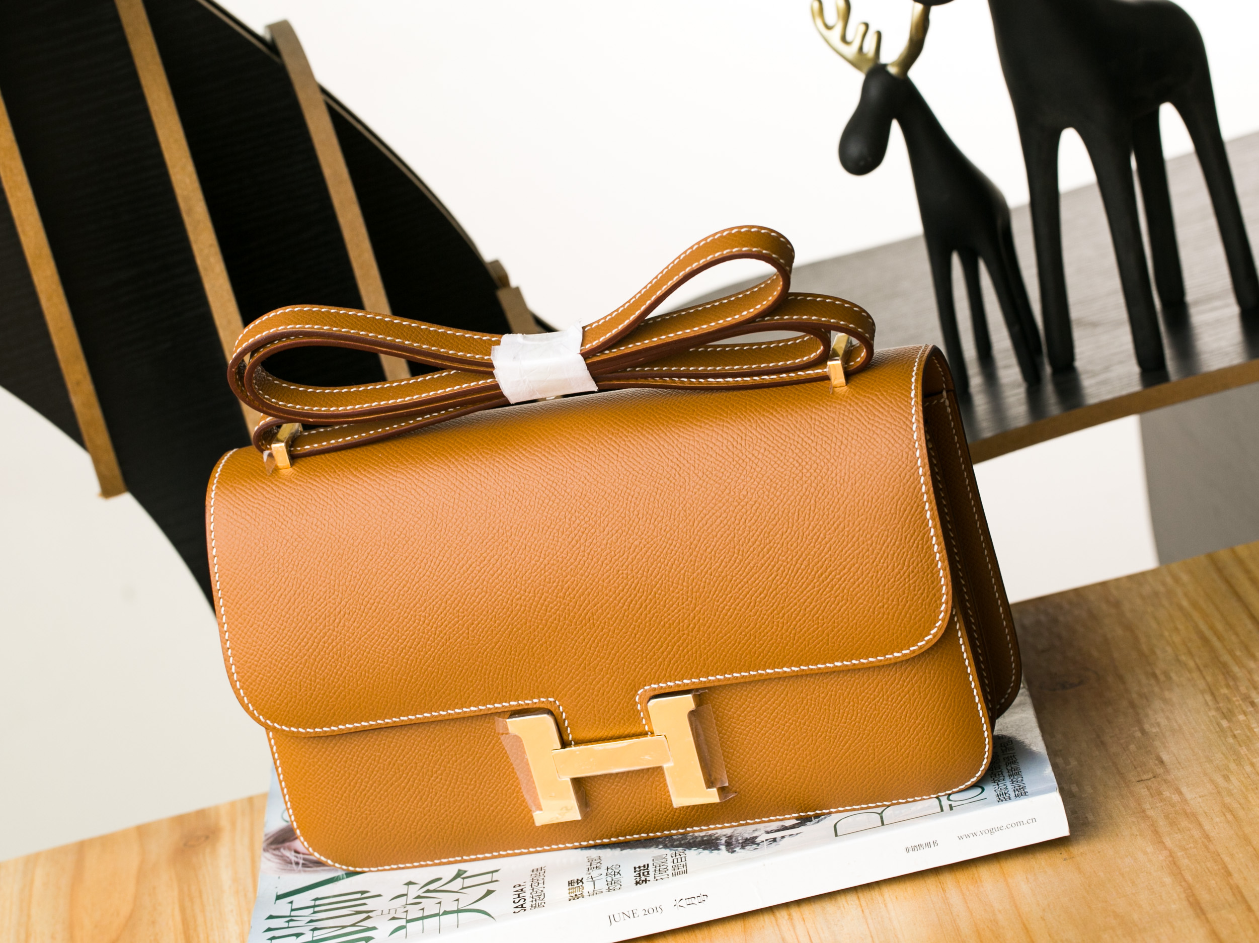 爱马仕康斯坦包 Hermes CK37金色进口epsom牛皮Constance 26cm