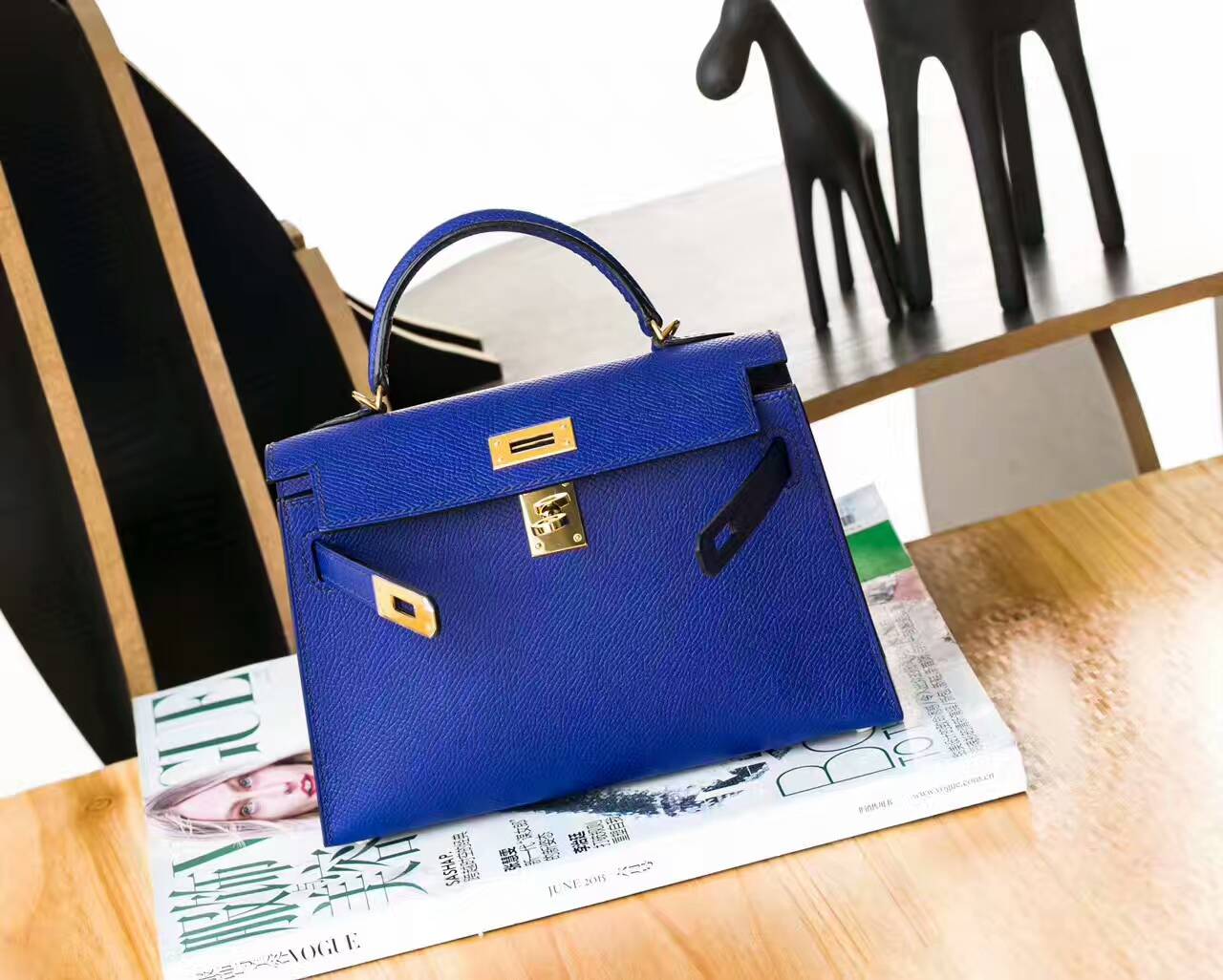 Hermes Minikelly 18cm 爱马仕7T电光蓝原厂epsom牛皮迷你凯莉包2代