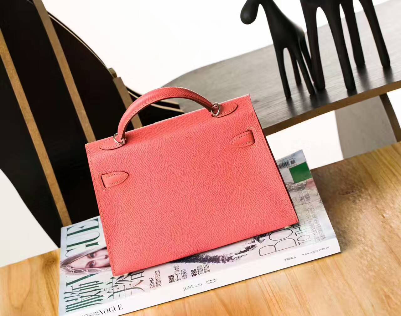 爱马仕女包价格 Hermes 火烈鸟粉原厂epsom牛皮Minikelly迷你凯莉包18cm
