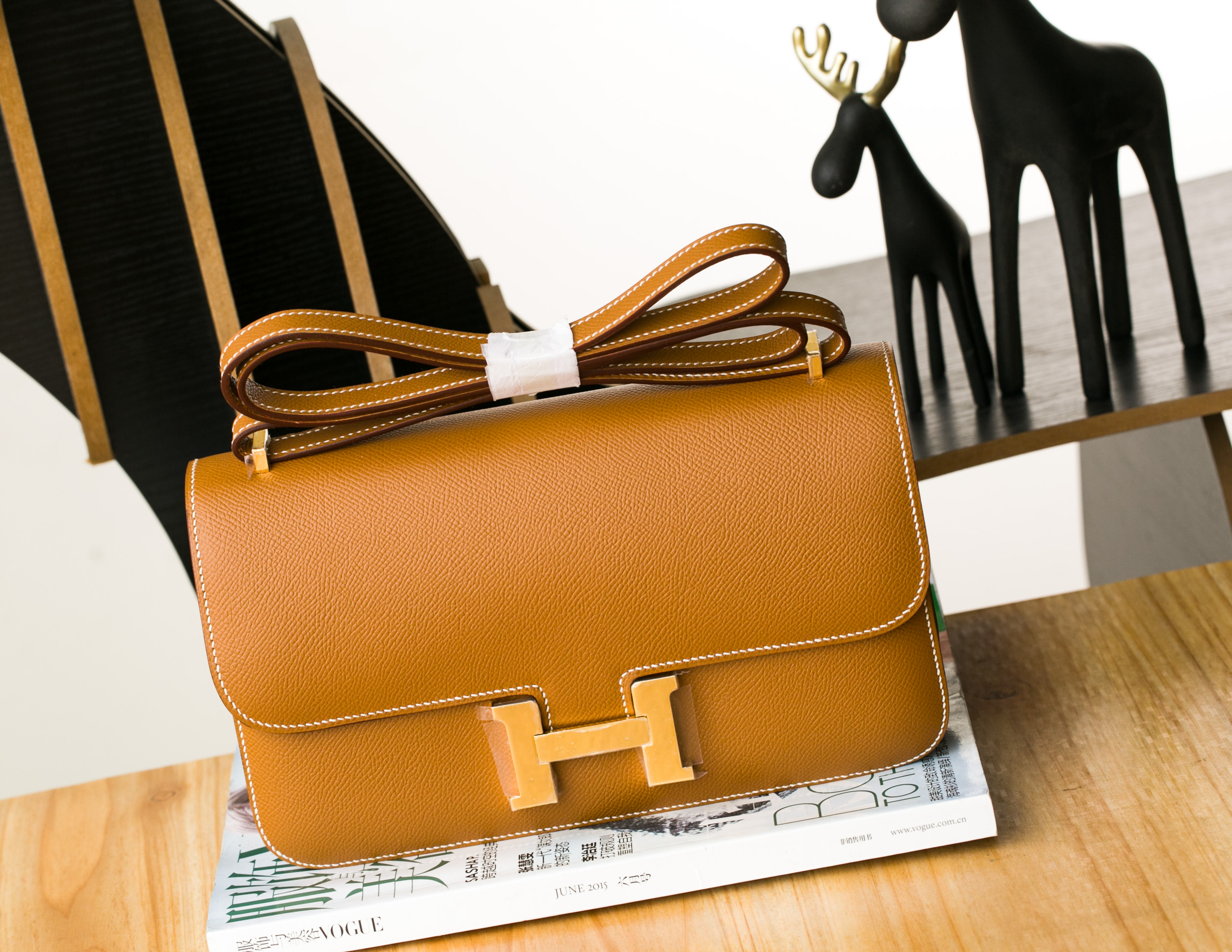 爱马仕康斯坦包 Hermes CK37金色进口epsom牛皮Constance 26cm