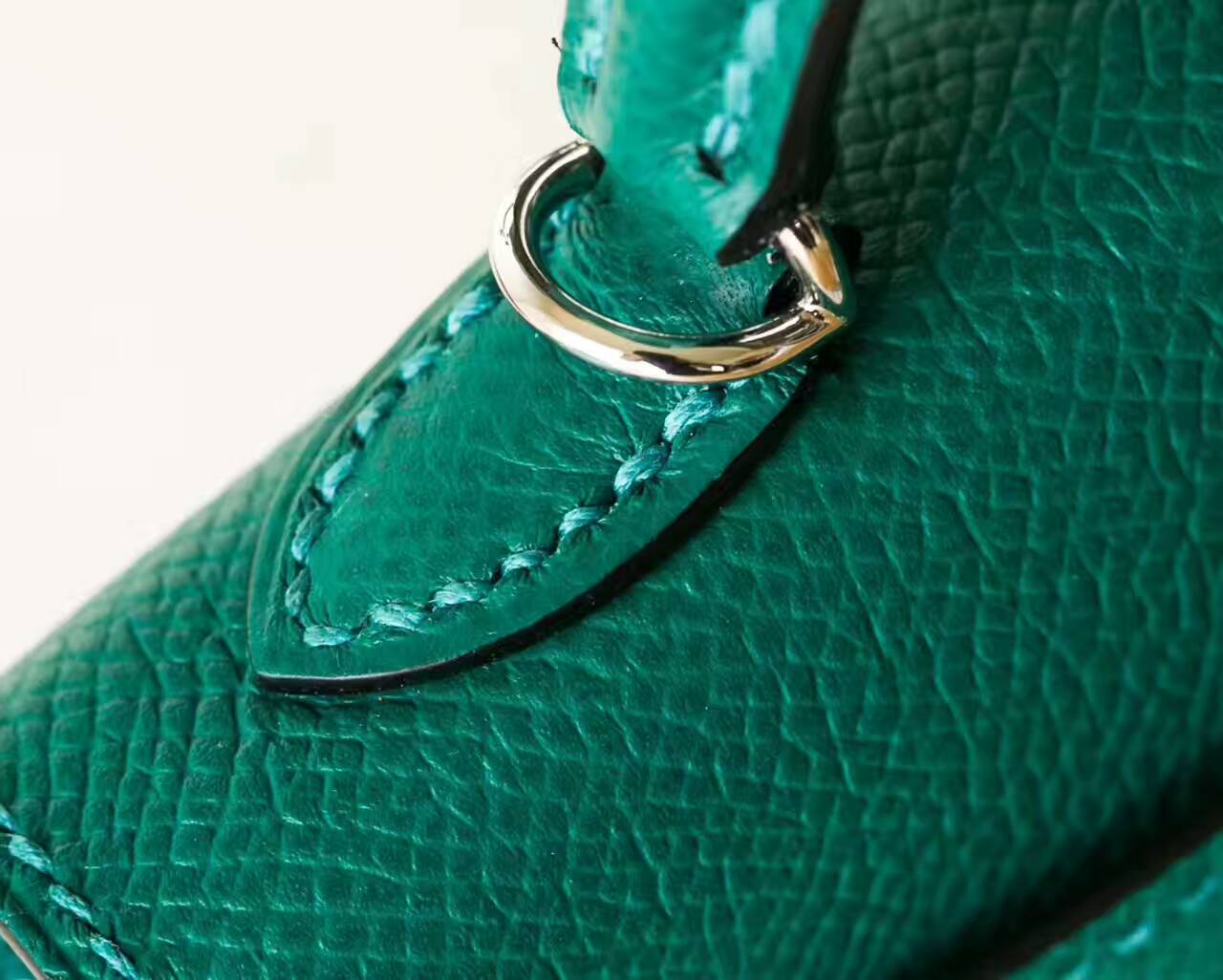 爱马仕包包官网 Hermes Minikelly 18cm Z6孔雀绿原厂epsom牛皮迷你凯莉包