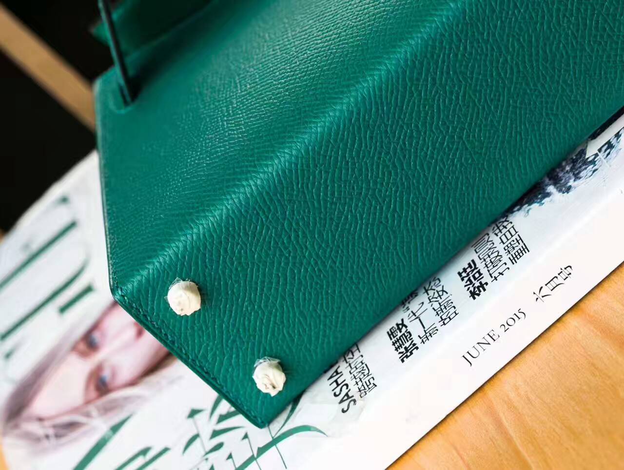 爱马仕包包官网 Hermes Minikelly 18cm Z6孔雀绿原厂epsom牛皮迷你凯莉包
