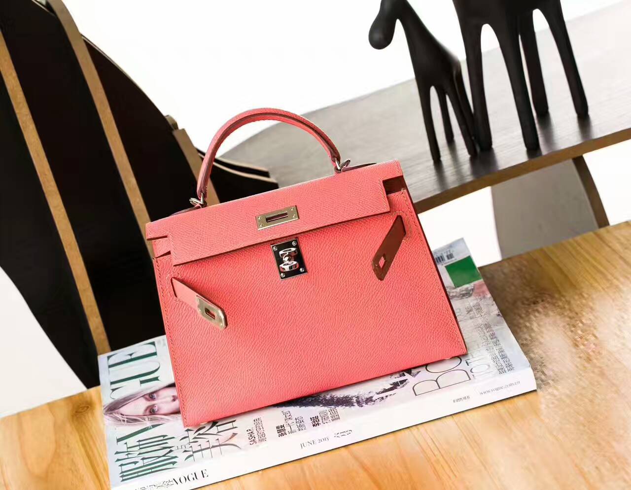 爱马仕女包价格 Hermes 火烈鸟粉原厂epsom牛皮Minikelly迷你凯莉包18cm