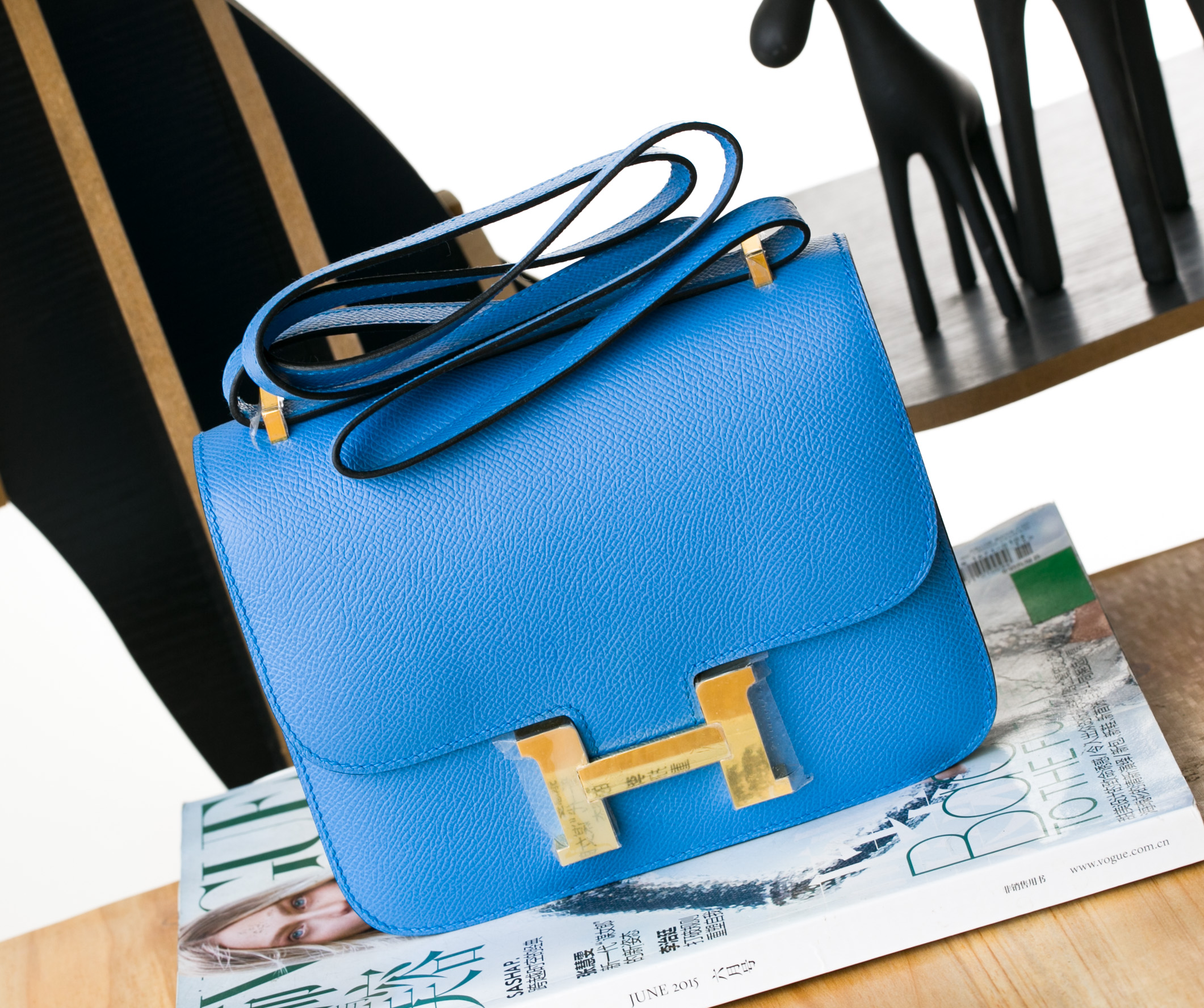Hermes女包官网 爱马仕康斯坦包 2T天堂蓝原厂epsom牛皮Constance 24cm
