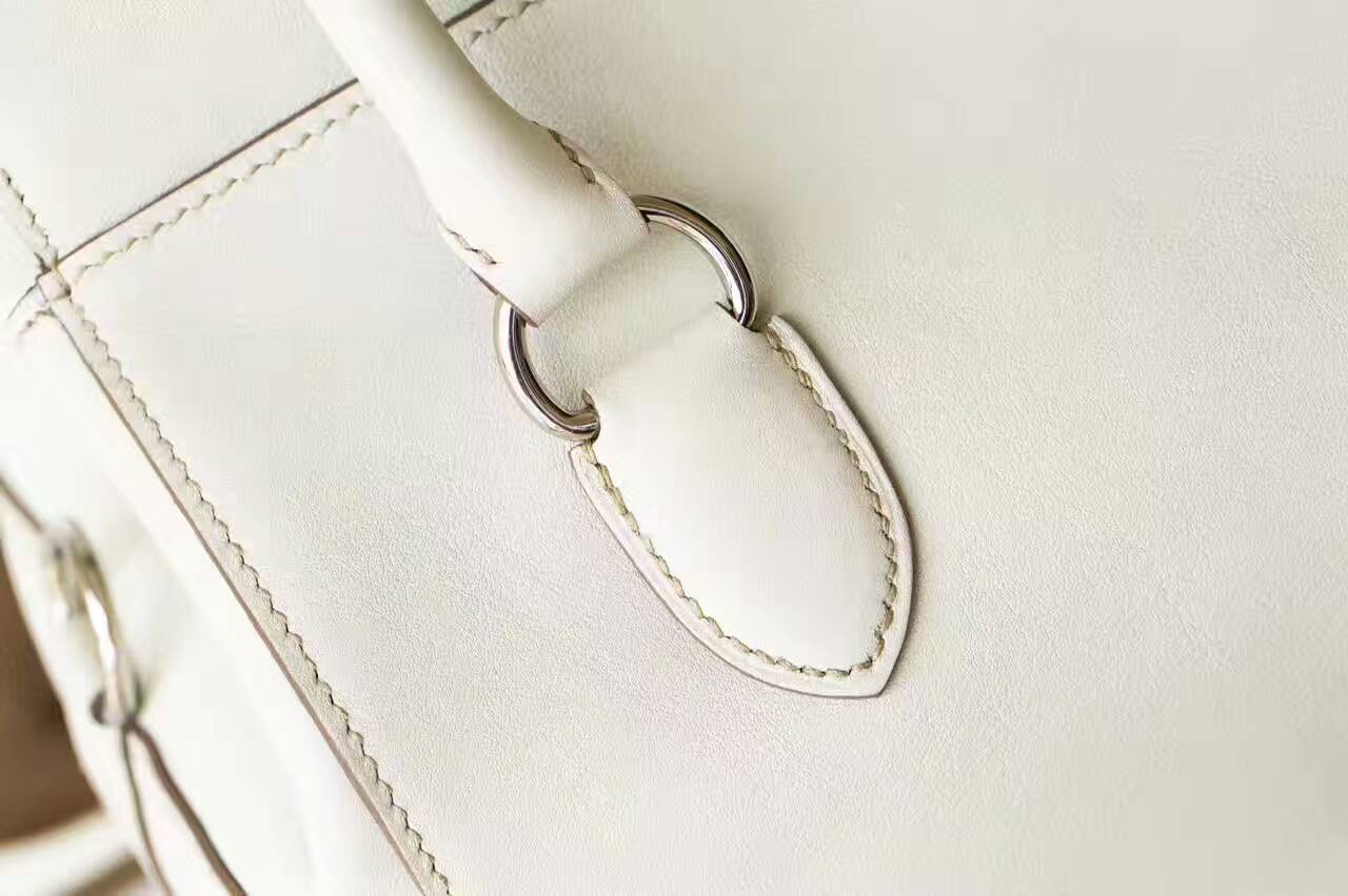 Hermes包包批发 爱马仕珍珠灰原厂swift牛皮Toolbox牛奶包26cm