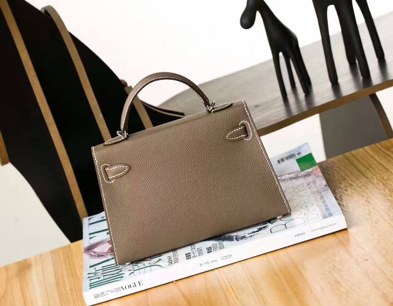 爱马仕迷你凯莉包 Hermes Minikelly 19cm CK18大象灰原厂epsom牛皮
