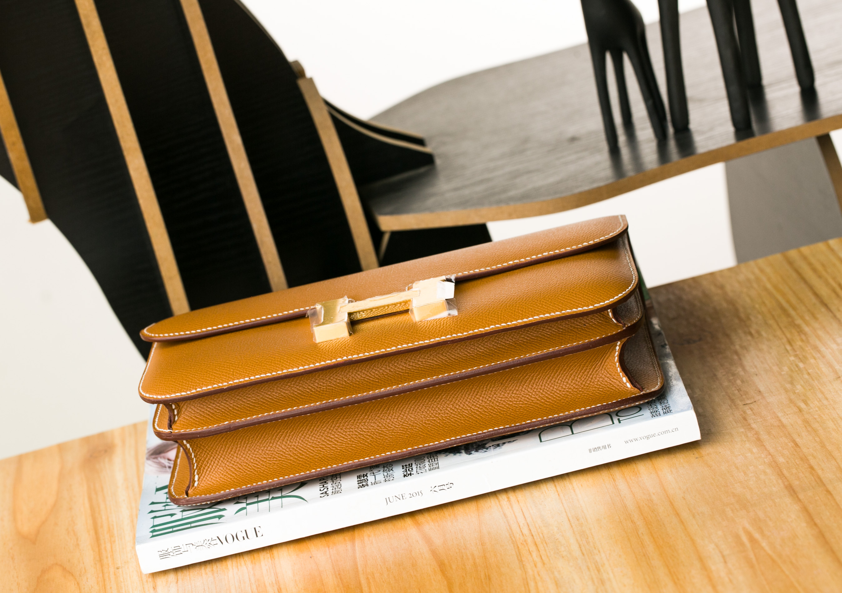 爱马仕康斯坦包 Hermes CK37金色进口epsom牛皮Constance 26cm