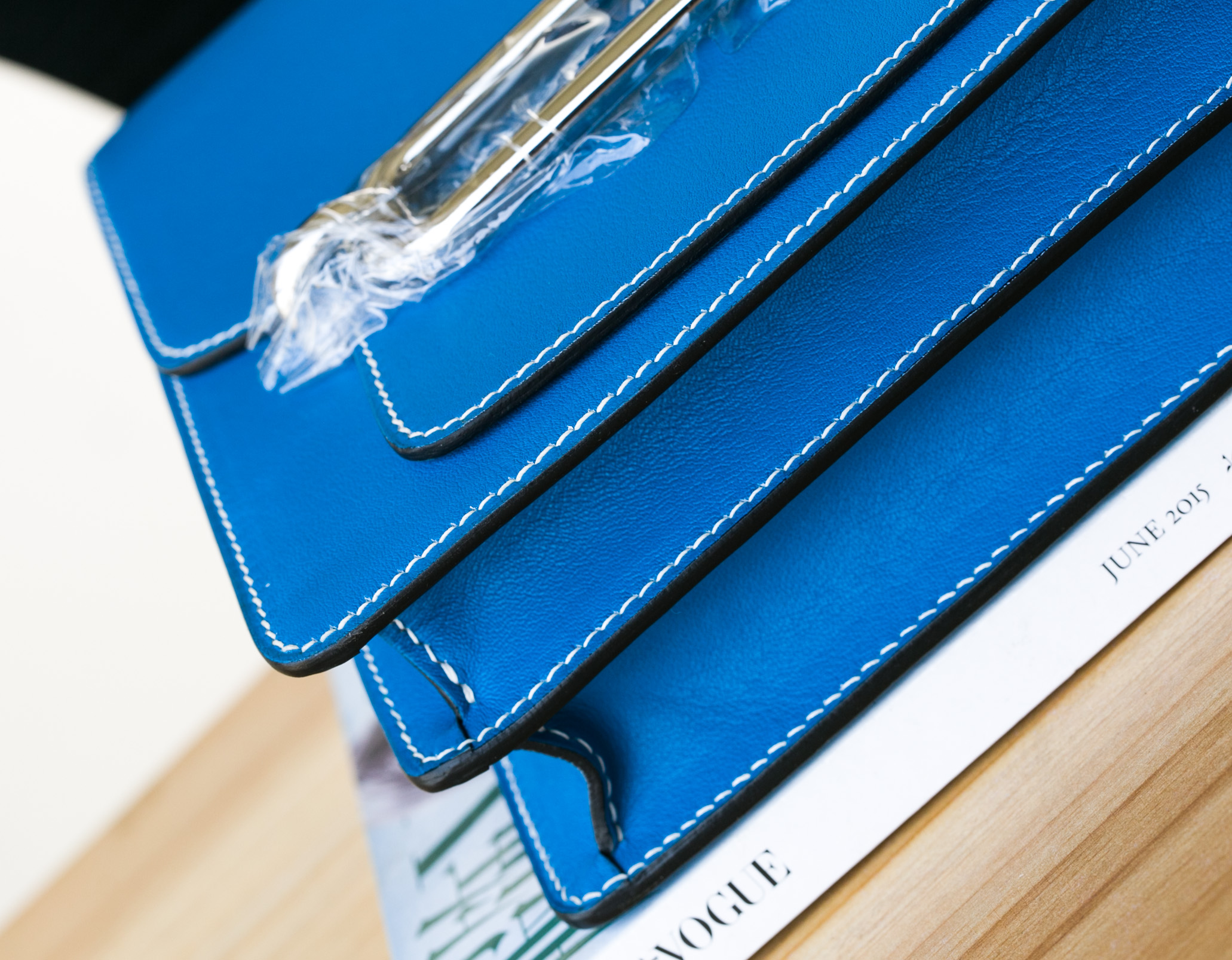 爱马仕包包批发 Hermes Roulis T7水妖蓝原厂Swift皮猪鼻子包23cm