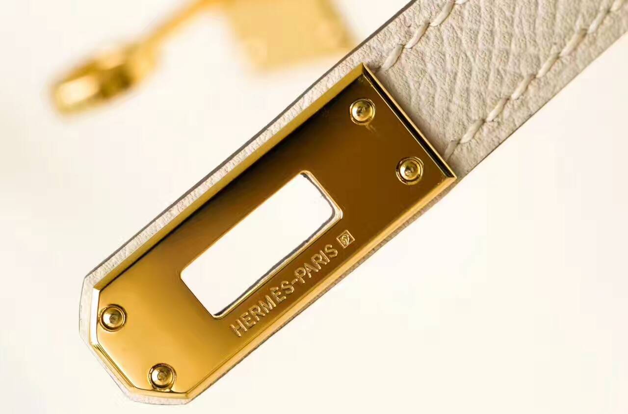 Hermes新款女包 爱马仕Minikelly 2代 19cm 奶昔白原厂epsom牛皮
