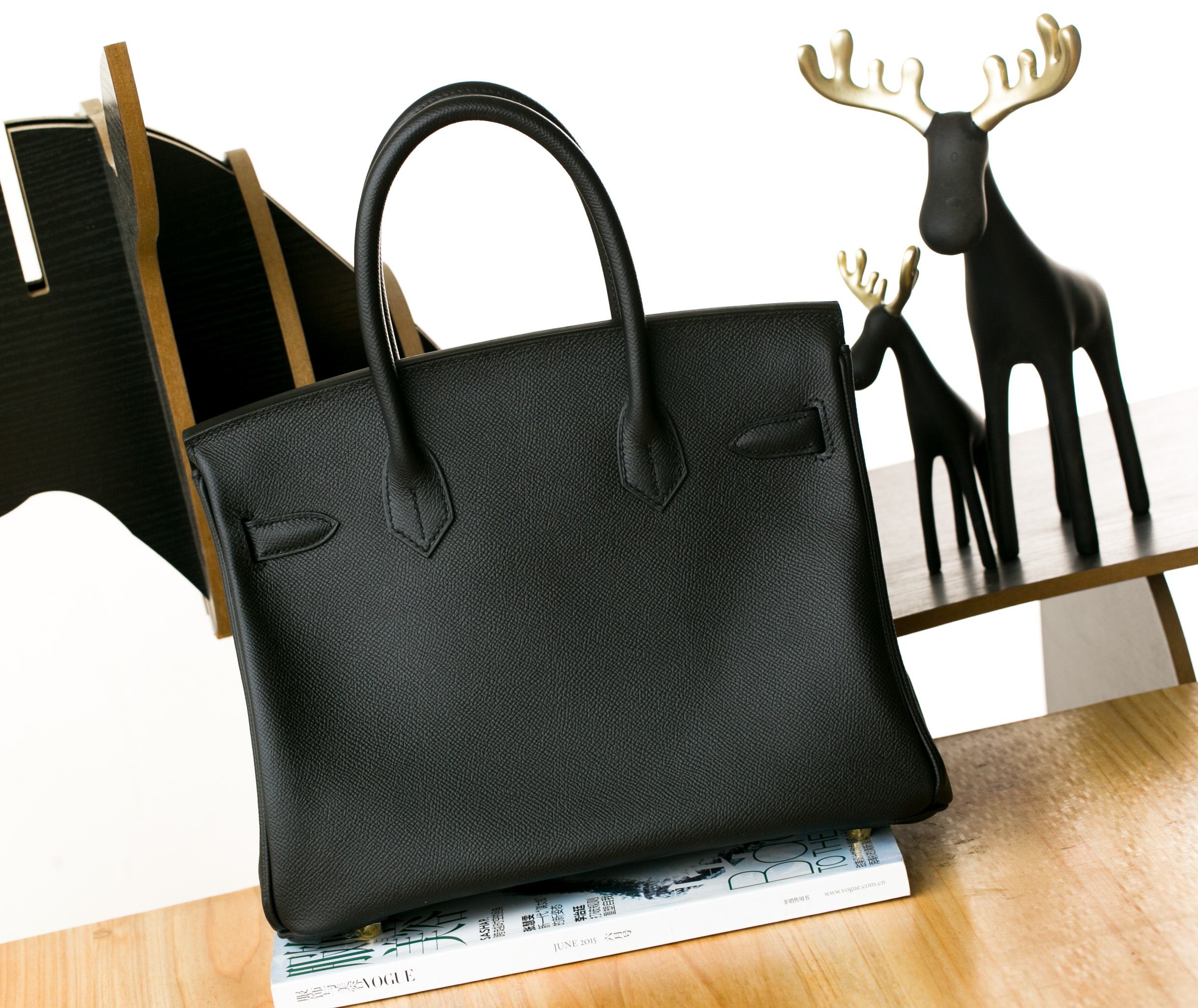 爱马仕Birkin包 Hermes CK89黑色原厂 epsom牛皮铂金包30cm