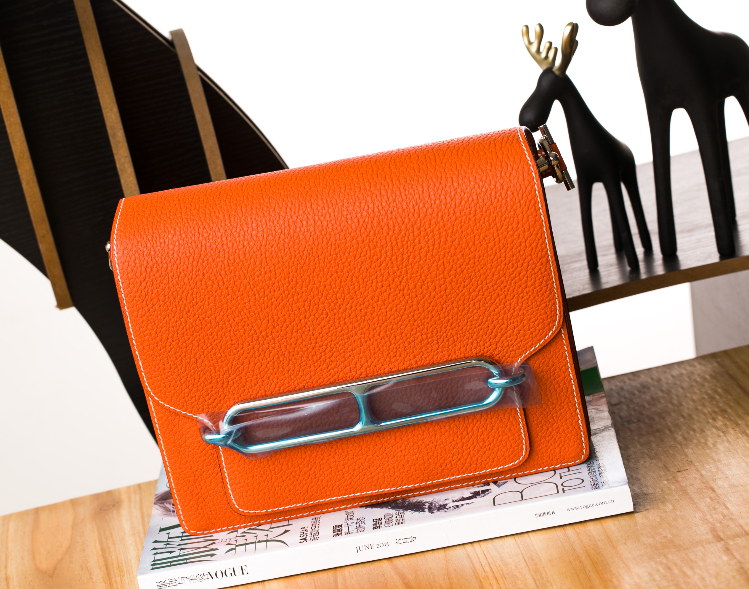 爱马仕女包价格 Hermes Roulis 23cm 橙色原厂TC牛皮猪鼻子包