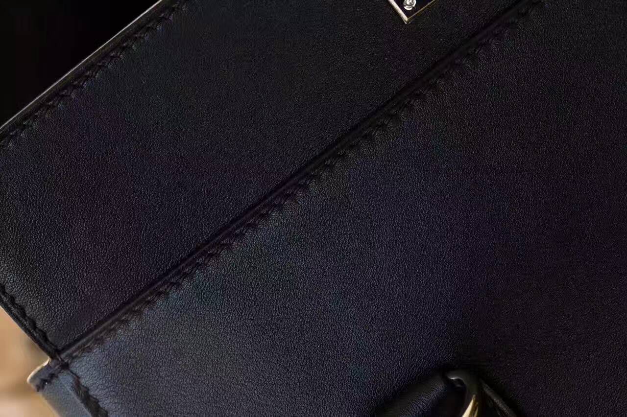 Hermes包包批发 爱马仕黑色原厂Swift牛皮牛奶包手提包26cm