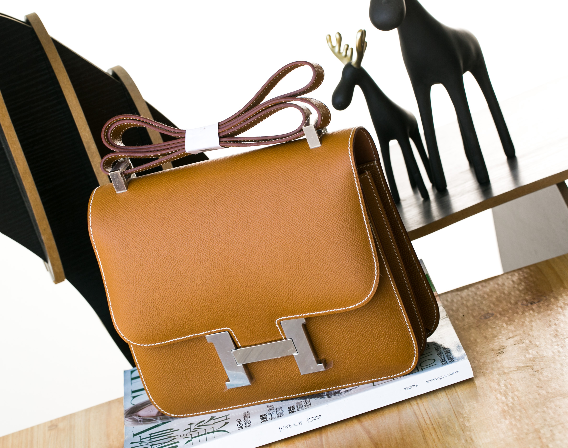 Hermes Constance 24cm 爱马仕CK37金色原厂epsom牛皮空姐包 银扣