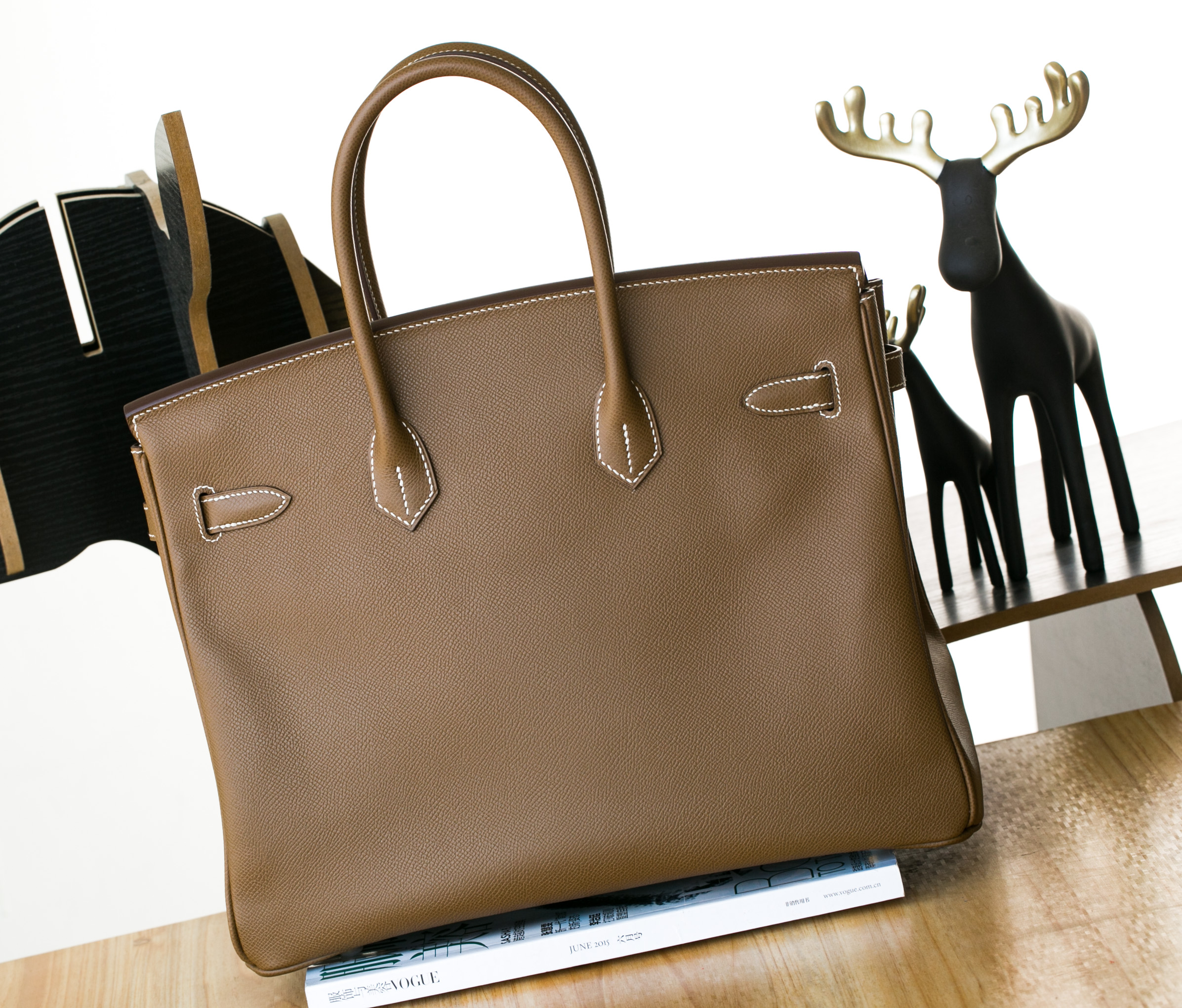 爱马仕铂金包新款 Hermes干邑棕原厂epsom牛皮Birkin35cm 金扣