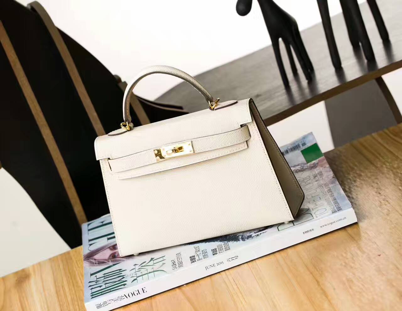 Hermes新款女包 爱马仕Minikelly 2代 19cm 奶昔白原厂epsom牛皮
