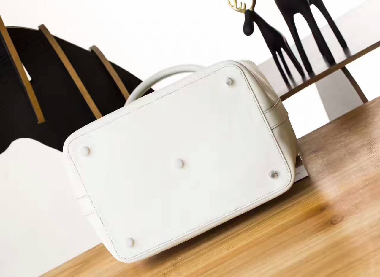 Hermes包包批发 爱马仕珍珠灰原厂swift牛皮Toolbox牛奶包26cm