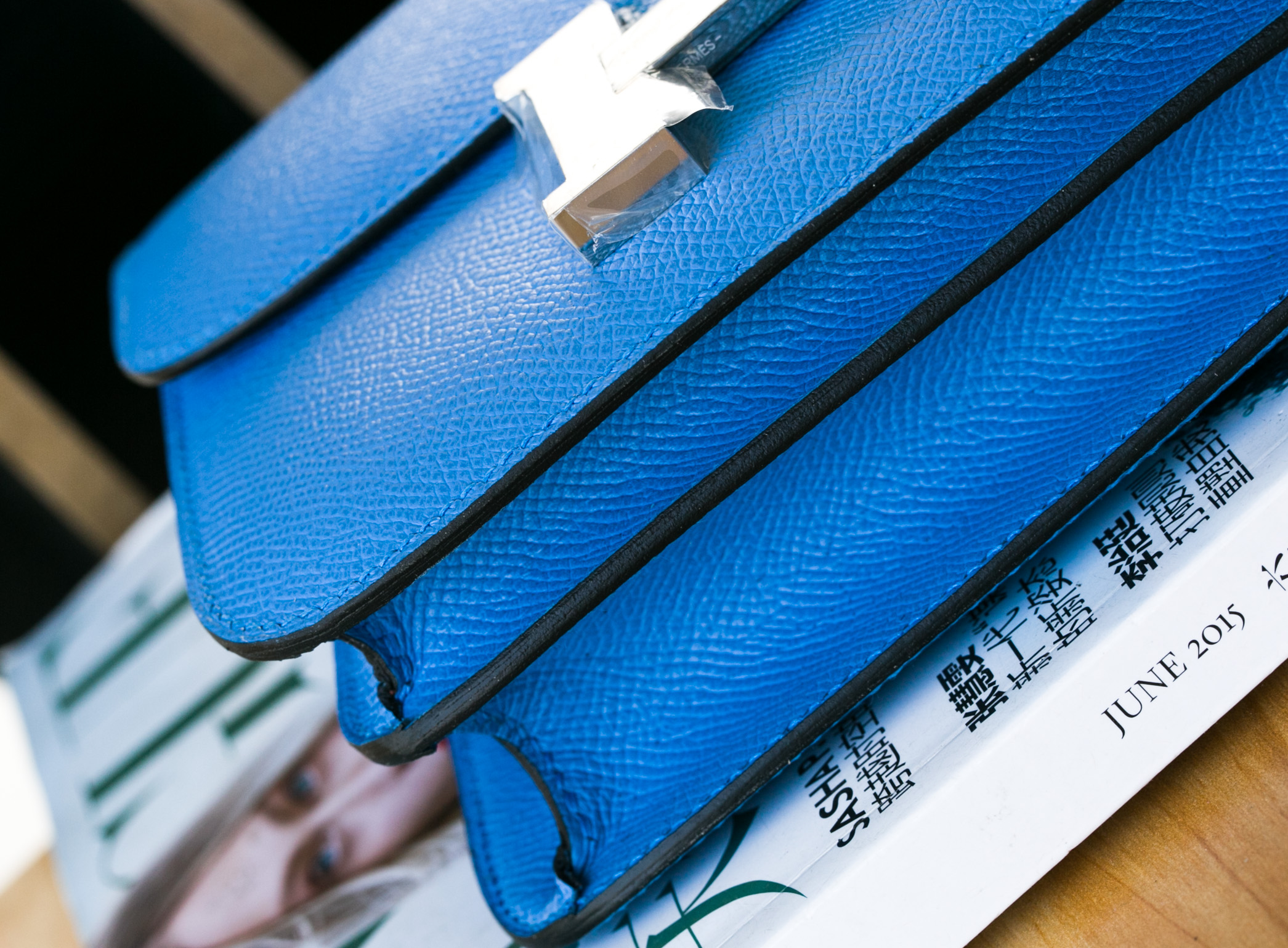 爱马仕空姐包 Hermes Constance 24cm 2T天堂蓝epsom牛皮 银扣