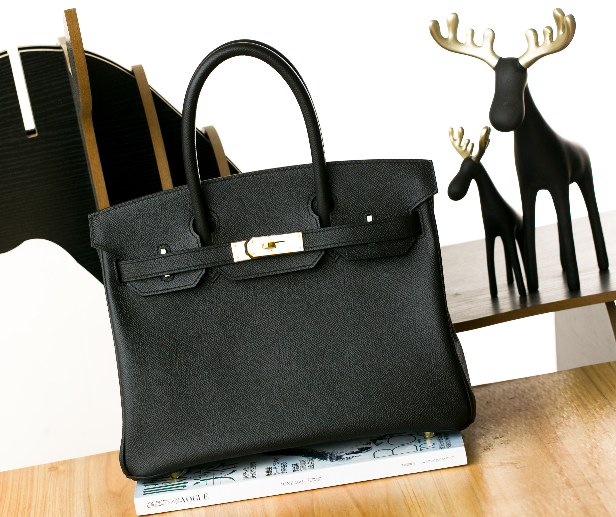 爱马仕Birkin包 Hermes CK89黑色原厂 epsom牛皮铂金包30cm