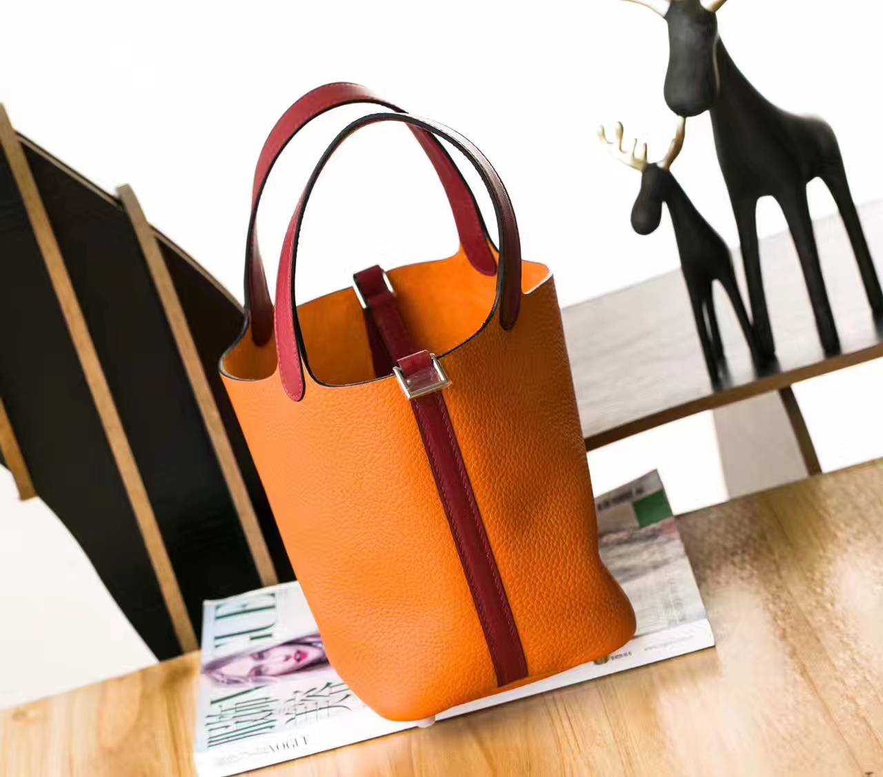 Hermes Picotin 18cm 爱马仕橙色拼爱马仕红原厂TC皮水桶包