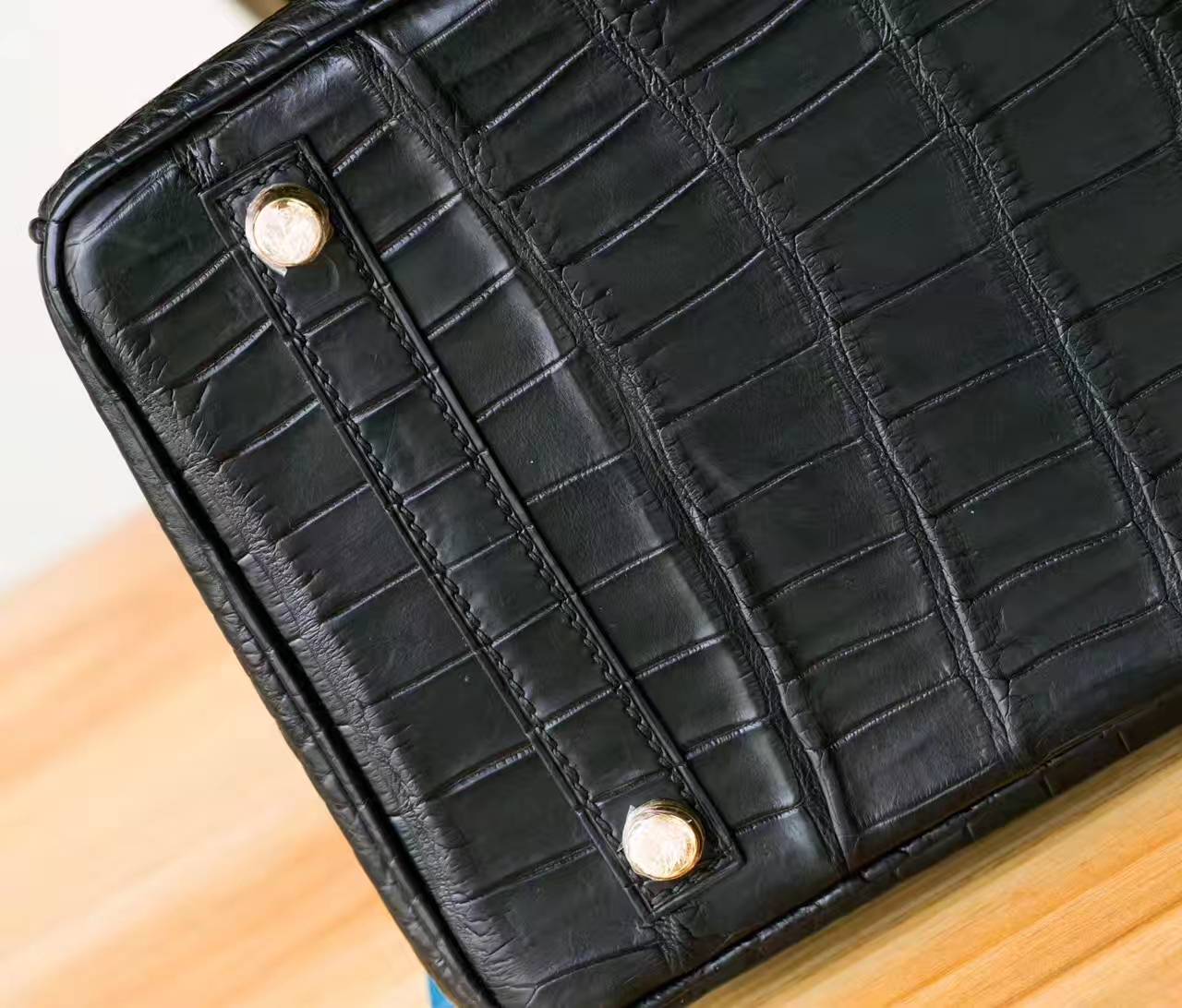 Hermes包包官网 爱马仕黑色雾面两点鳄鱼皮Birkin30铂金包