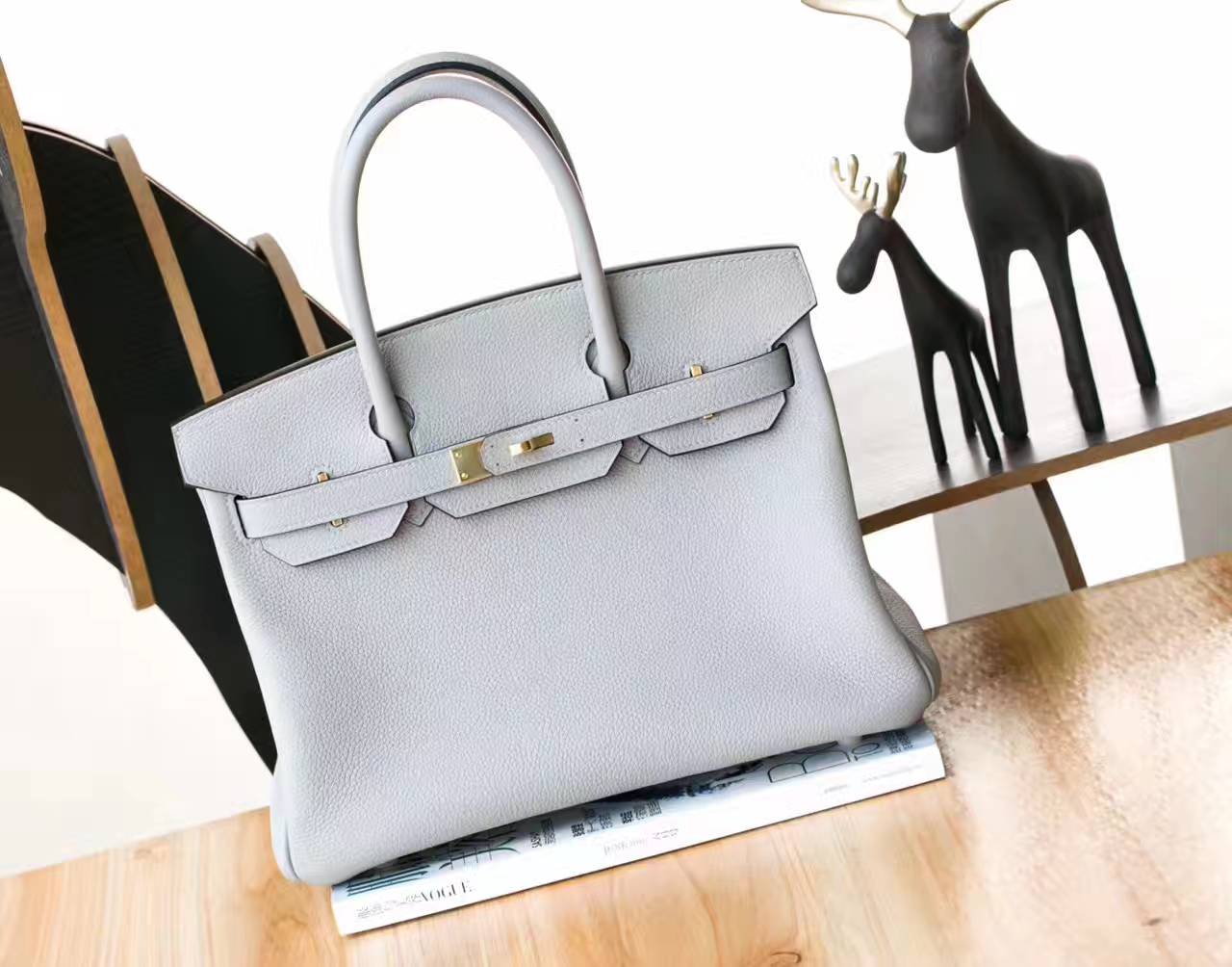 爱马仕Birkin女包 Hermes 海鸥灰拼玛瑙蓝原厂togo皮铂金包30cm