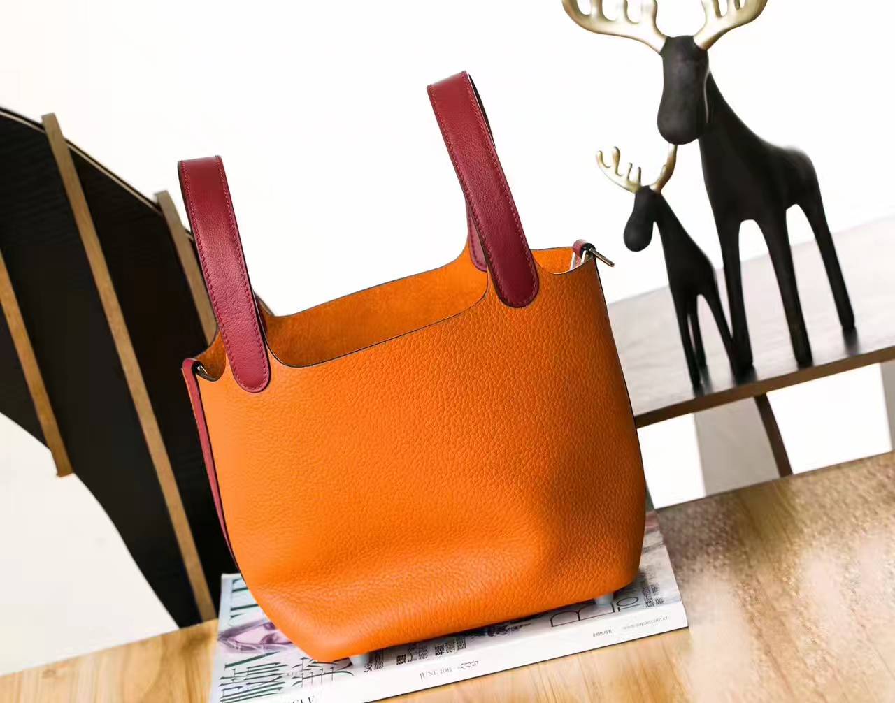 Hermes Picotin 18cm 爱马仕橙色拼爱马仕红原厂TC皮水桶包