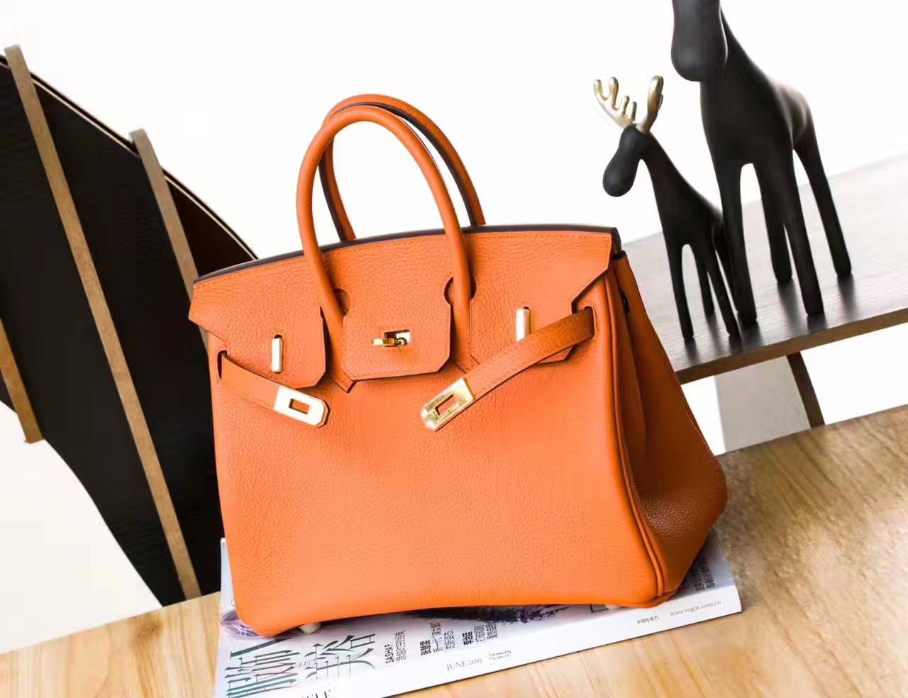 爱马仕包包官网 Hermes 93橙色原厂togo牛皮Birkin包包25cm