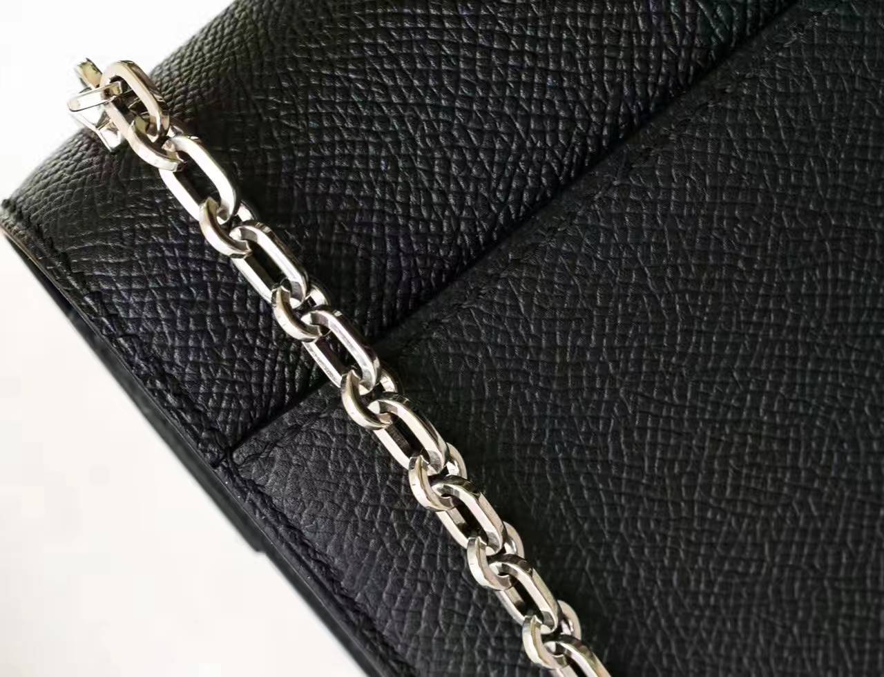 爱马仕新款包包 Hermes Verrou 黑色原厂epsom牛皮机关枪包17cm