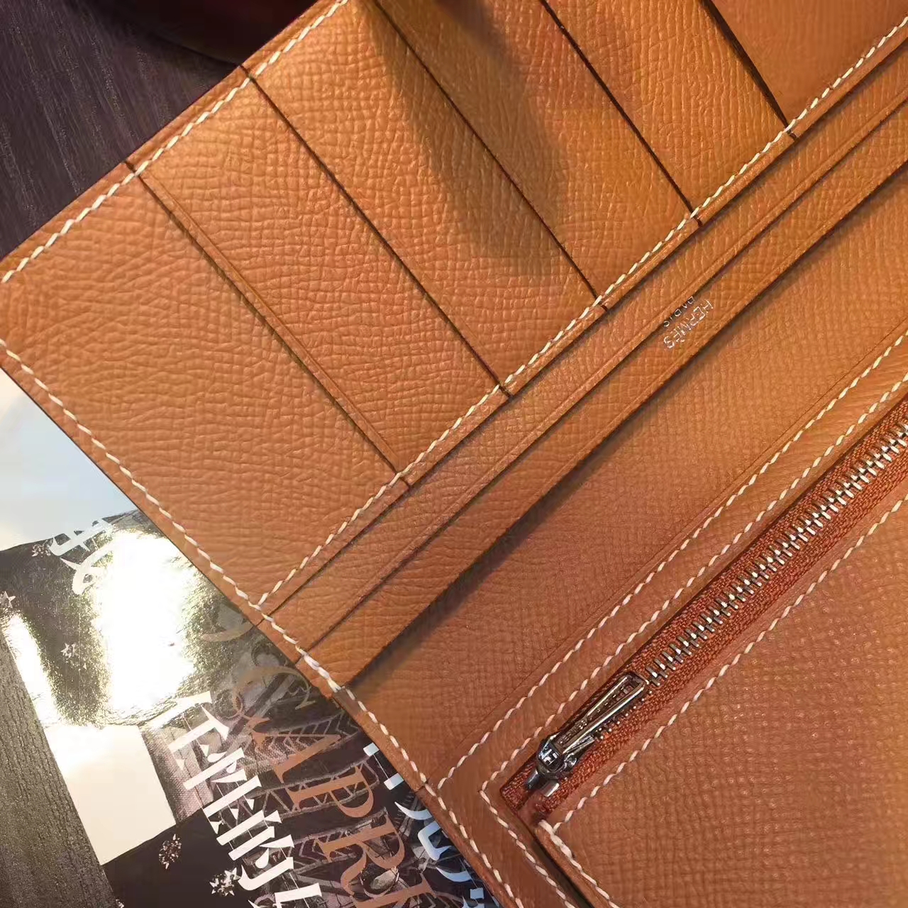 爱马仕钱包批发 Hermes CK37金色原厂epsom牛皮长款钱夹