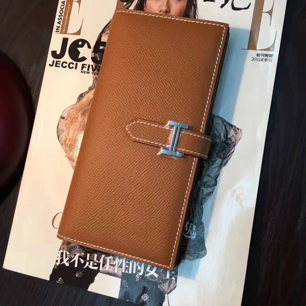 爱马仕钱包批发 Hermes CK37金色原厂epsom牛皮长款钱夹