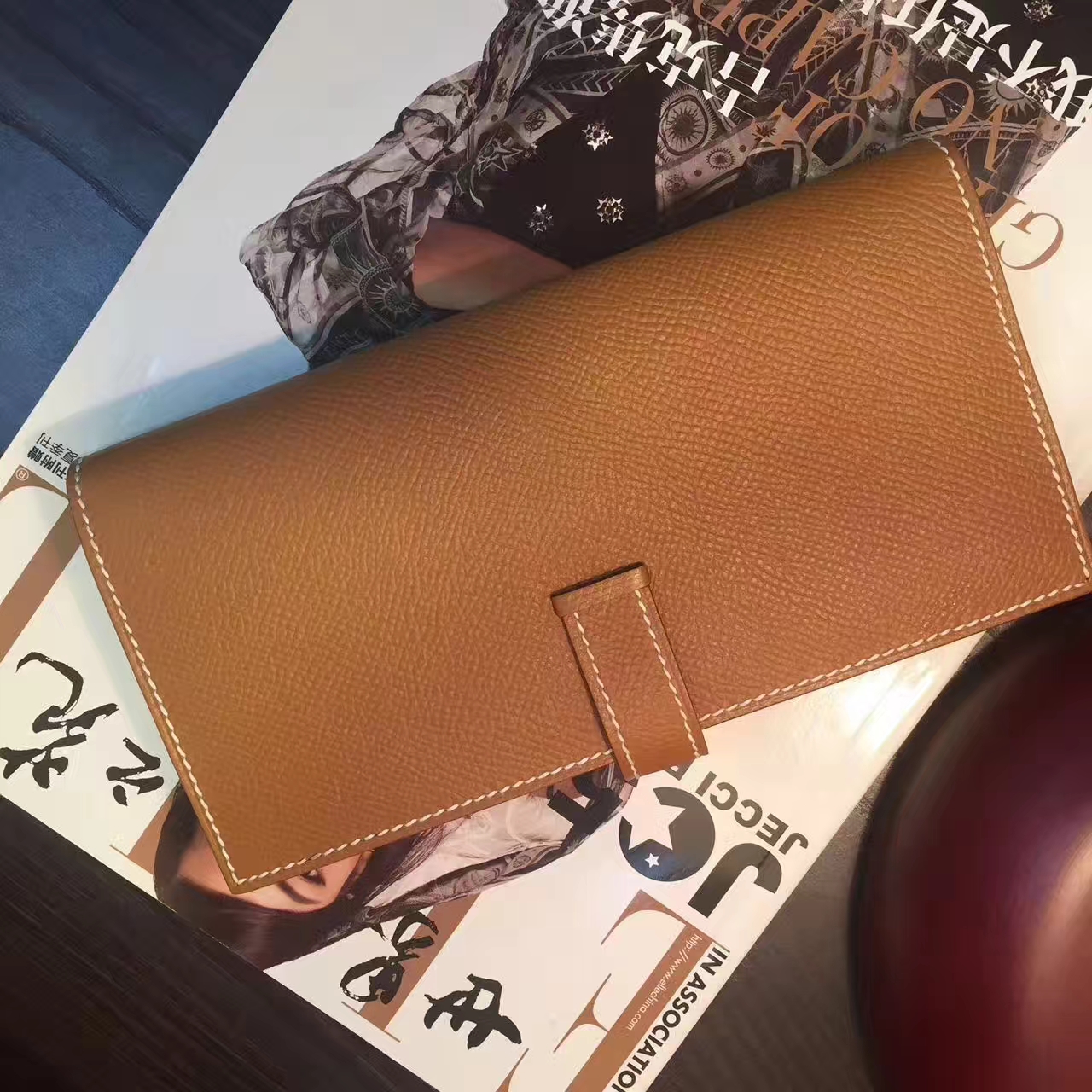 爱马仕钱包批发 Hermes CK37金色原厂epsom牛皮长款钱夹