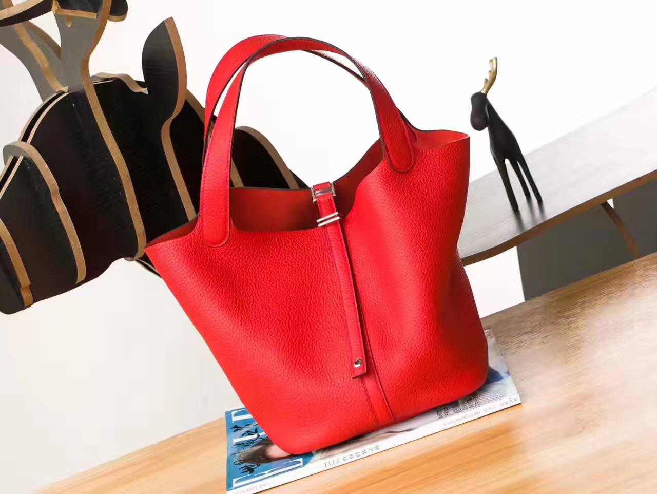 Hermes Picotin 18cm 爱马仕Q5国旗红原厂TC牛皮水桶包 银扣