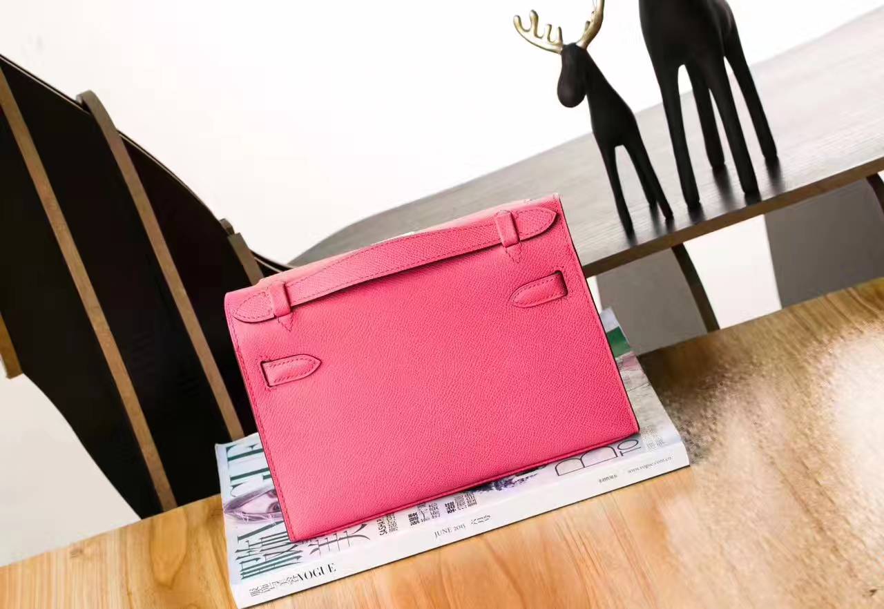 Hermes Minikelly 22cm 爱马仕8W唇膏粉原厂Epsom皮迷你凯莉包