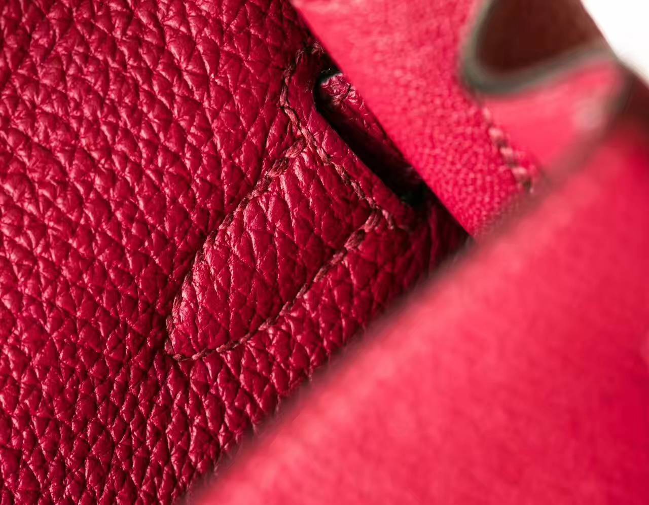 Hermes Kelly 28cm 爱马仕K1石榴红原厂togo牛皮凯莉包 金扣
