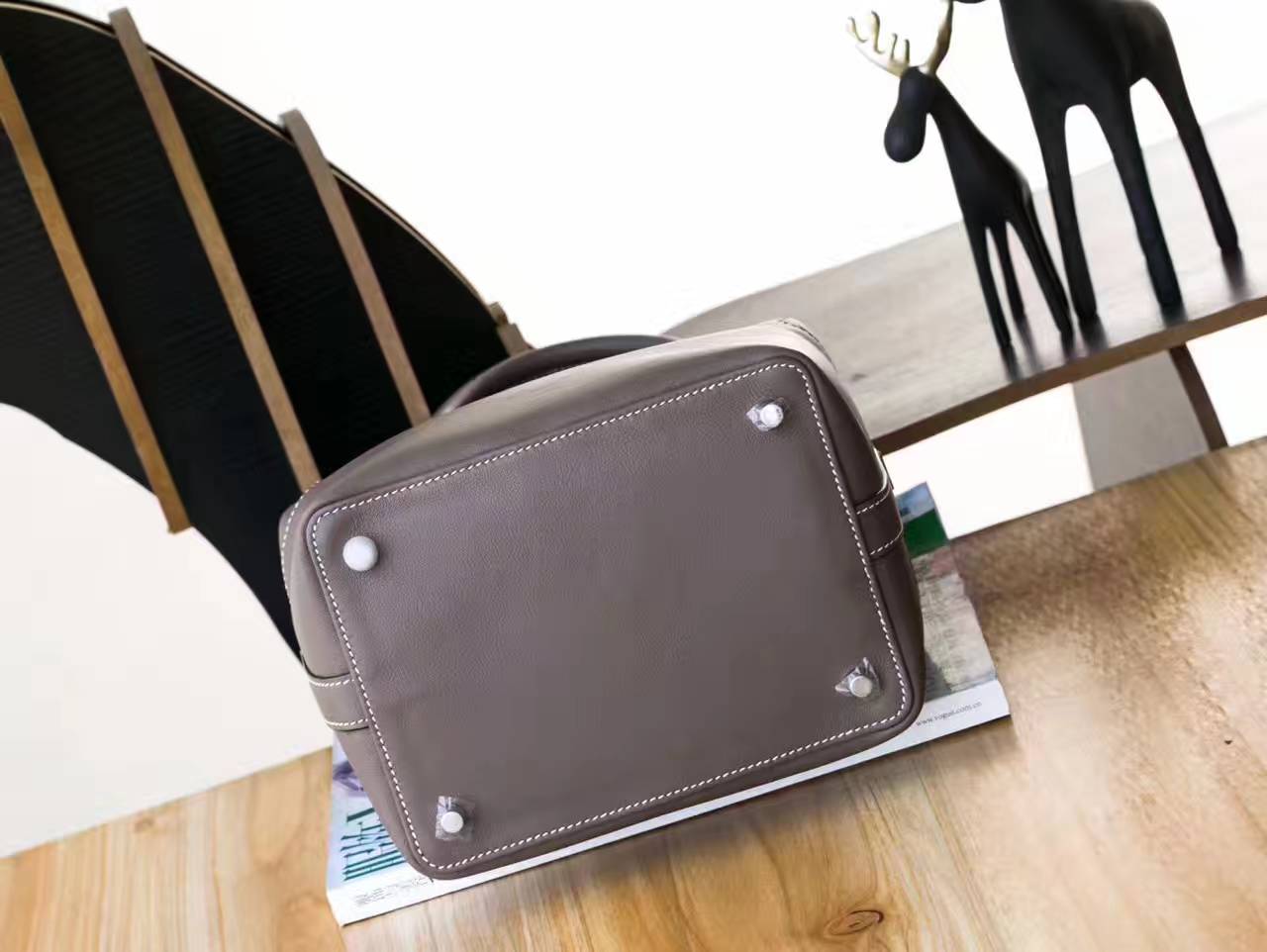 爱马仕牛奶包 Hermes Toolbox 20cm 大象灰原厂swift牛皮 银扣