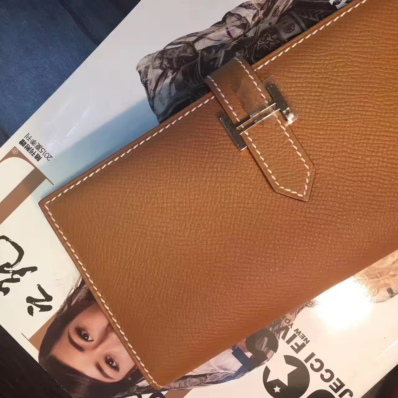爱马仕钱包批发 Hermes CK37金色原厂epsom牛皮长款钱夹