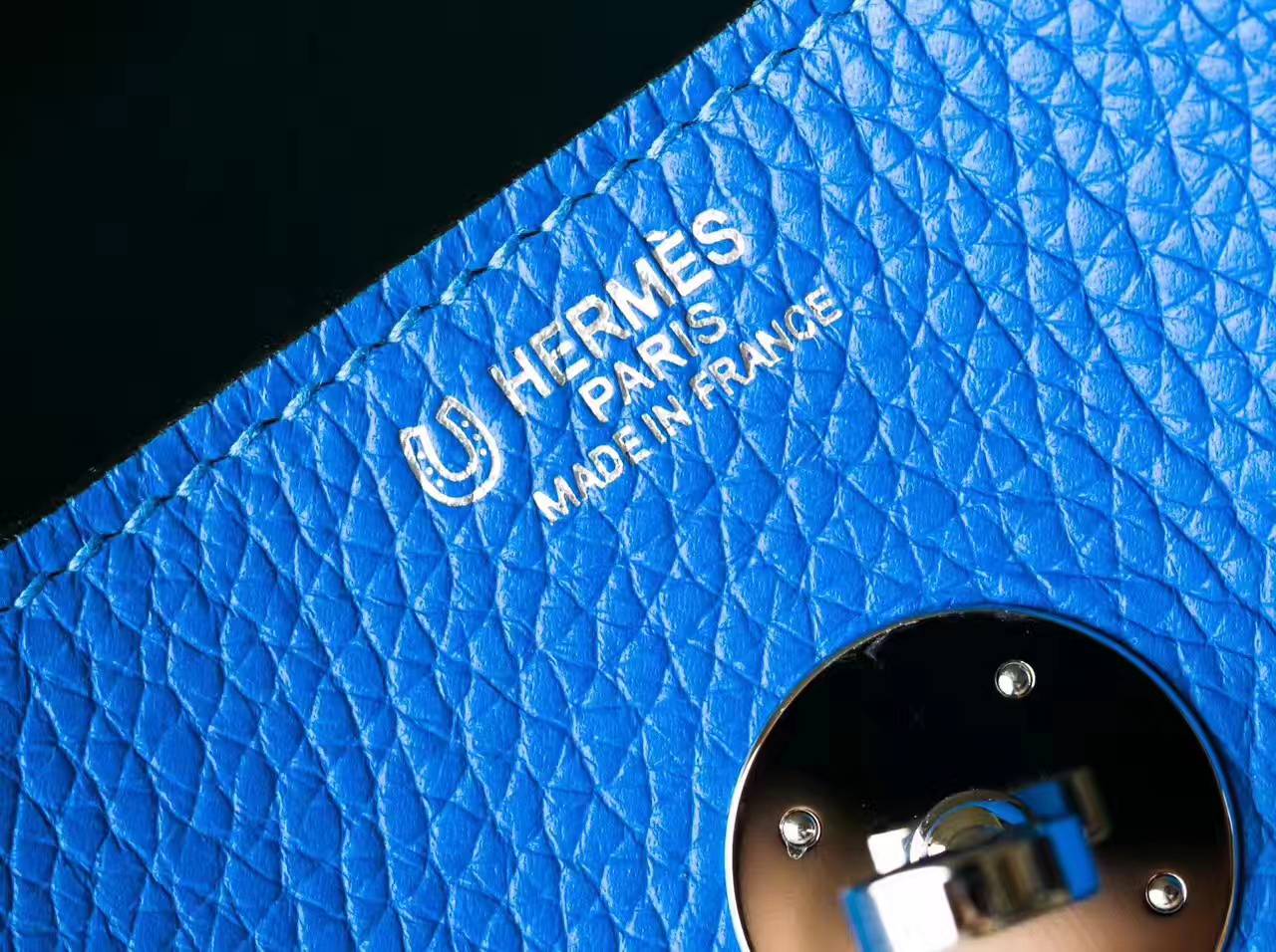 Hermes爱马仕坦桑尼亚蓝拼孔雀绿原厂TC牛皮Lindy琳迪包30cm