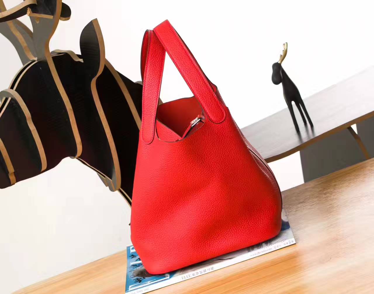 Hermes Picotin 18cm 爱马仕Q5国旗红原厂TC牛皮水桶包 银扣