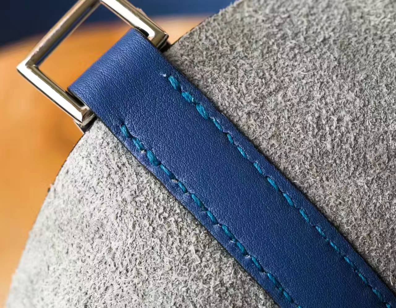 爱马仕水桶包 Hermes 冰川灰拼玛瑙蓝原厂TC牛皮Picotin 22cm