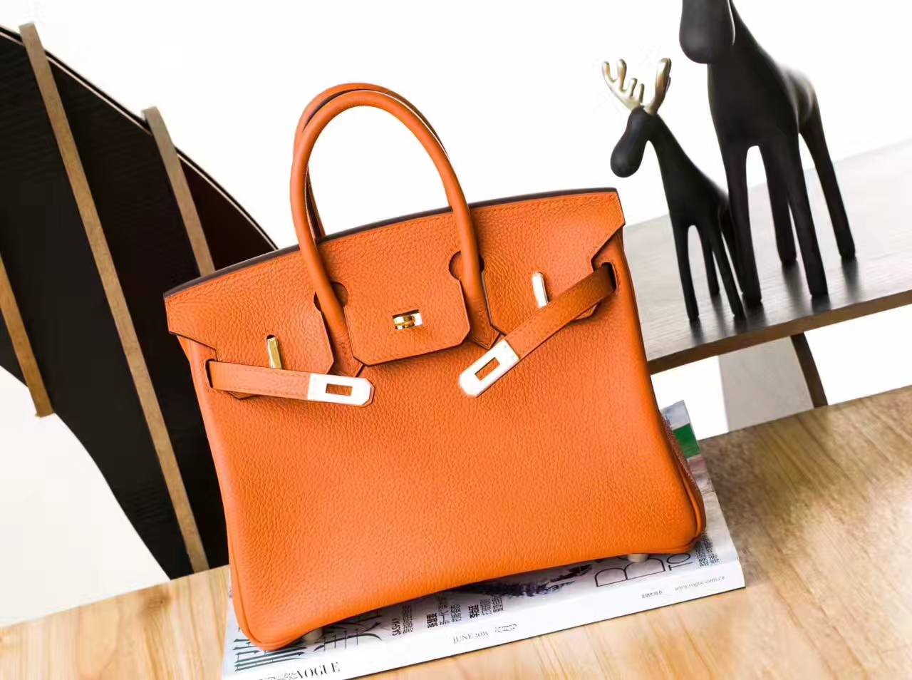 爱马仕包包官网 Hermes 93橙色原厂togo牛皮Birkin包包25cm