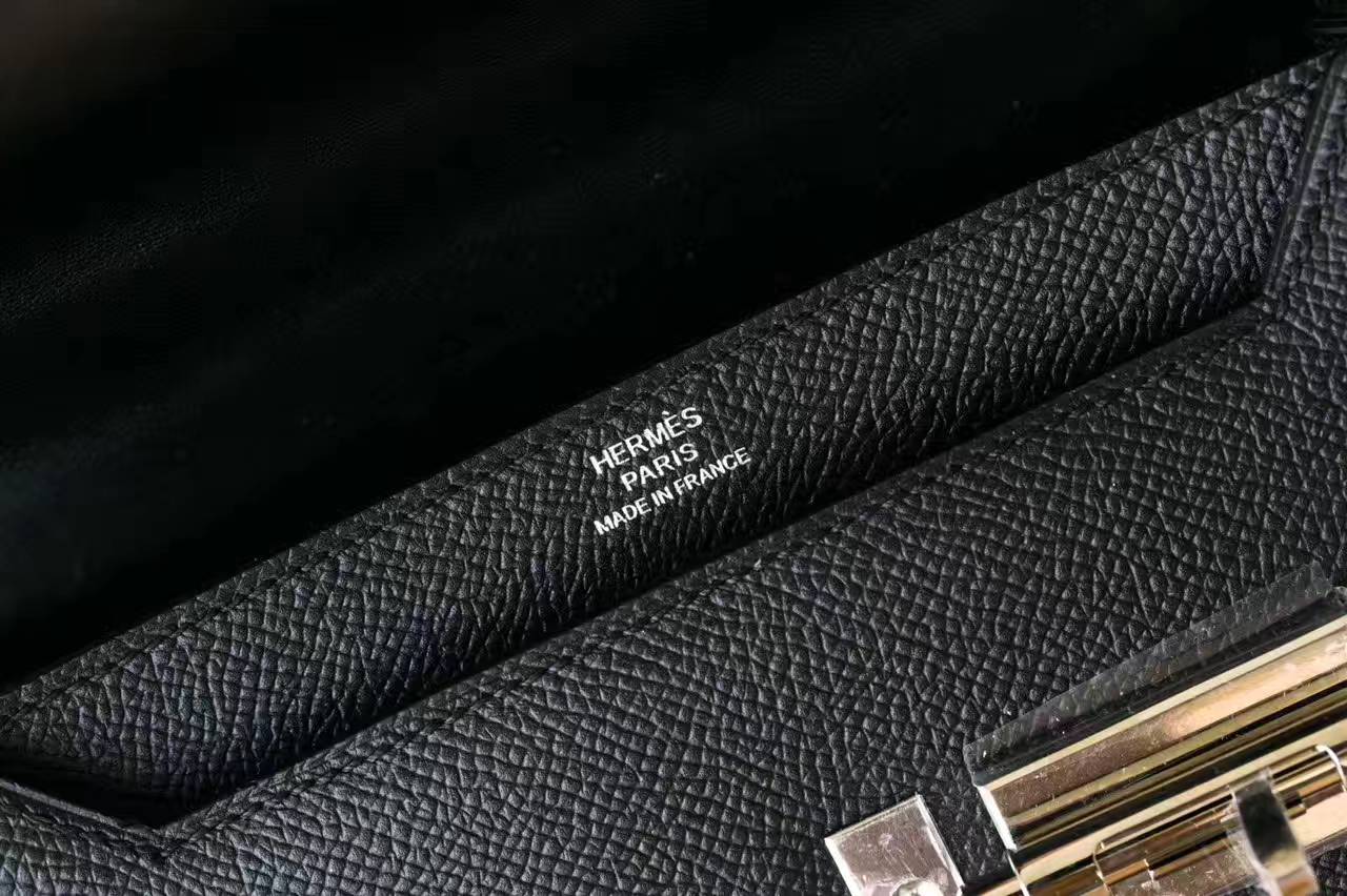 爱马仕新款包包 Hermes Verrou 黑色原厂epsom牛皮机关枪包17cm