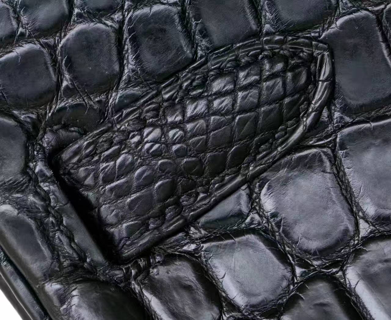 Hermes包包官网 爱马仕黑色雾面两点鳄鱼皮Birkin30铂金包