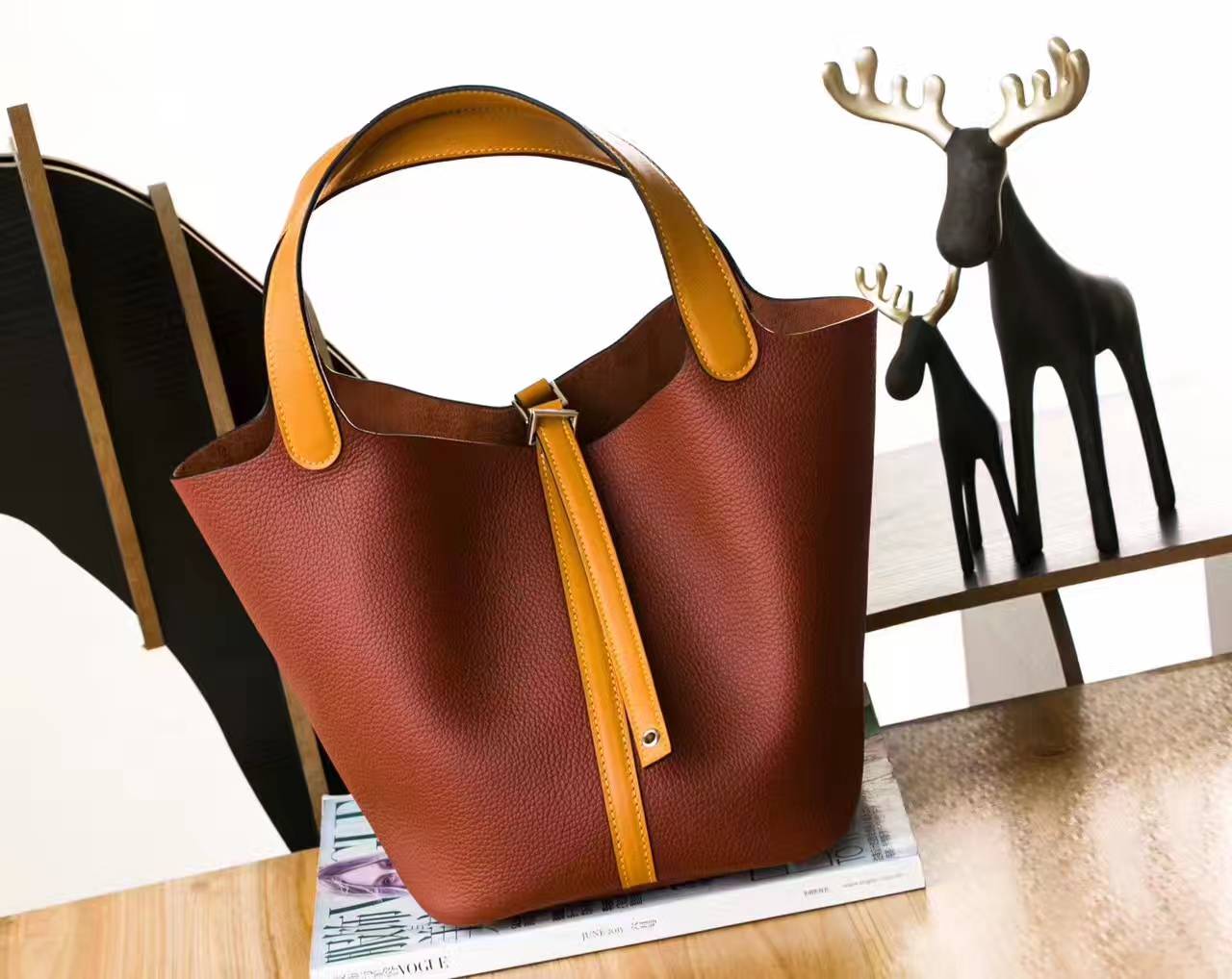 爱马仕水桶包 Hermes Picotin 22cm 菜篮子包C古铜色拼9V太阳黄