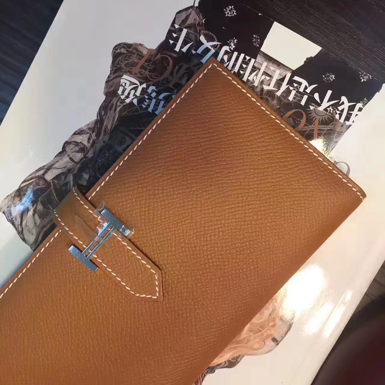 爱马仕钱包批发 Hermes CK37金色原厂epsom牛皮长款钱夹