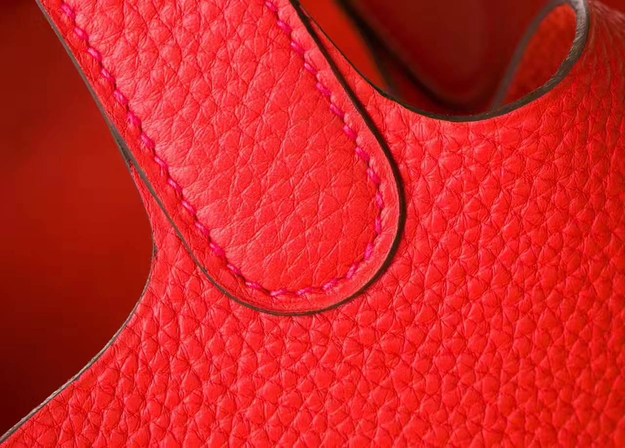 Hermes Picotin 18cm 爱马仕Q5国旗红原厂TC牛皮水桶包 银扣